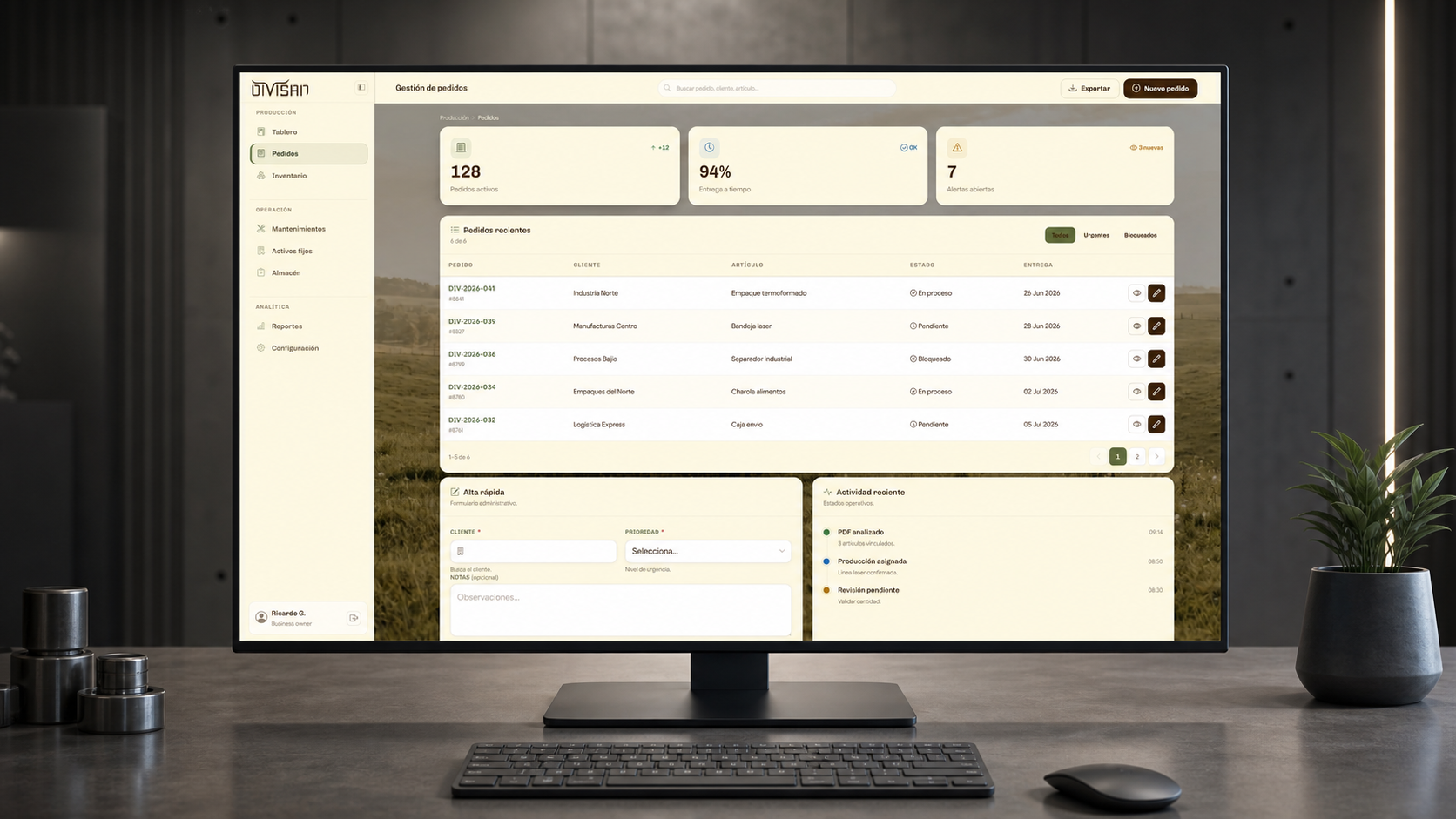 Dashboard de producción con datos en tiempo real provenientes de los formularios guiados