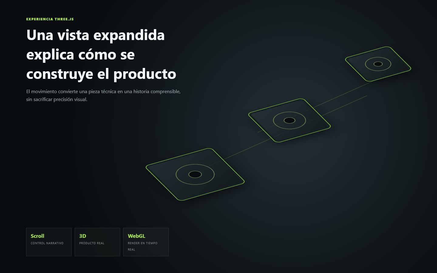Exploded Three.js view of an industrial product